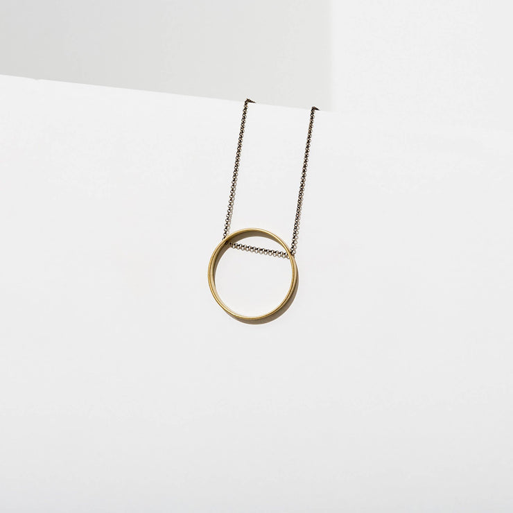 Circle Horizon Necklace: Brass/Small