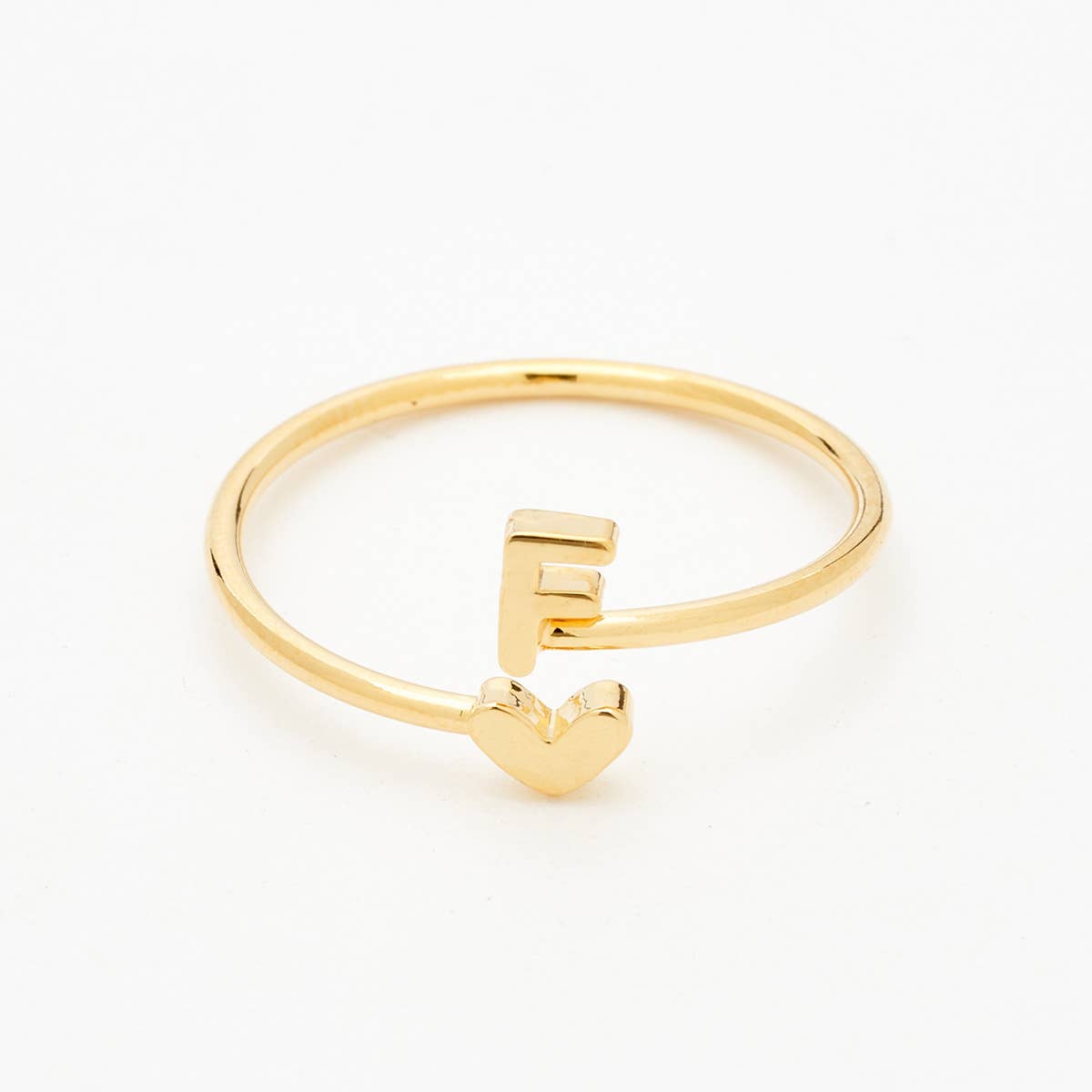 Gold Heart Initial Ring