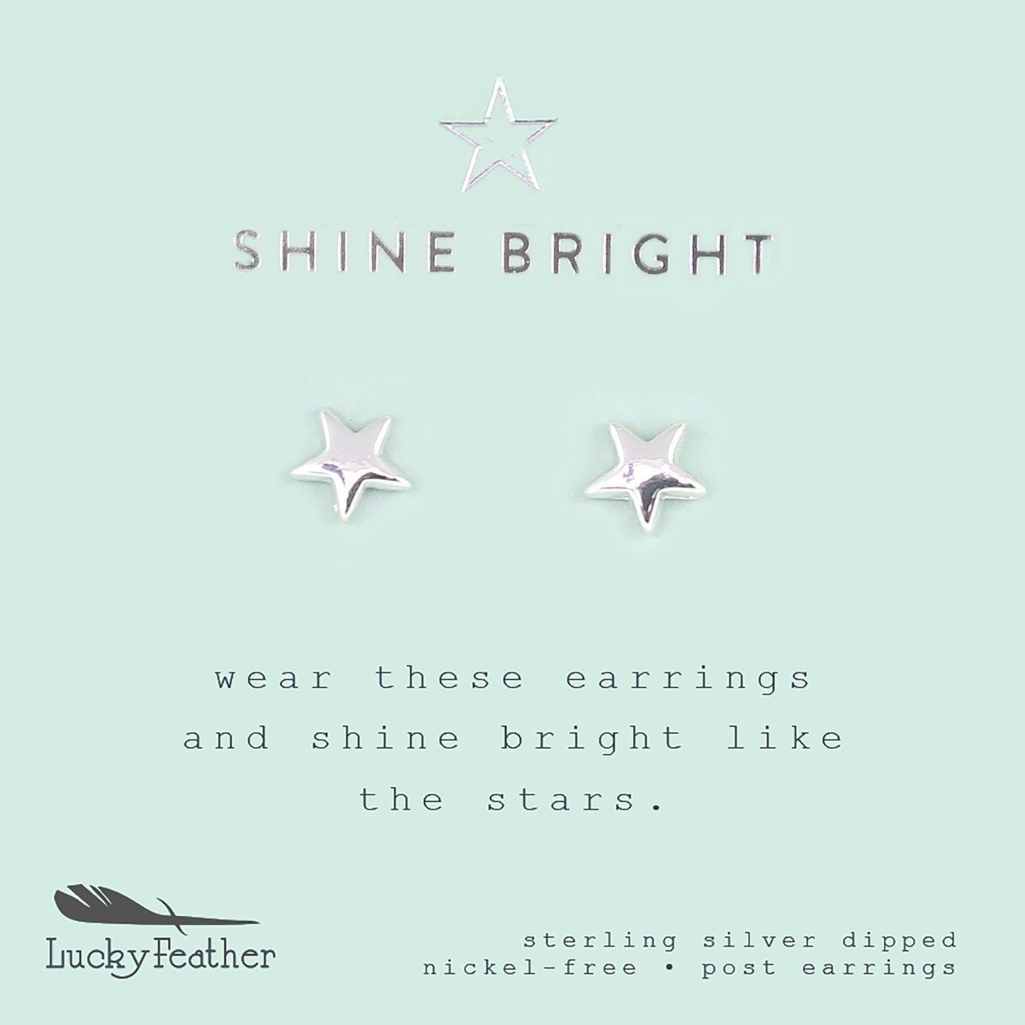 New Moon Silver Earrings - Shine So Bright- Silver Star Earrings
