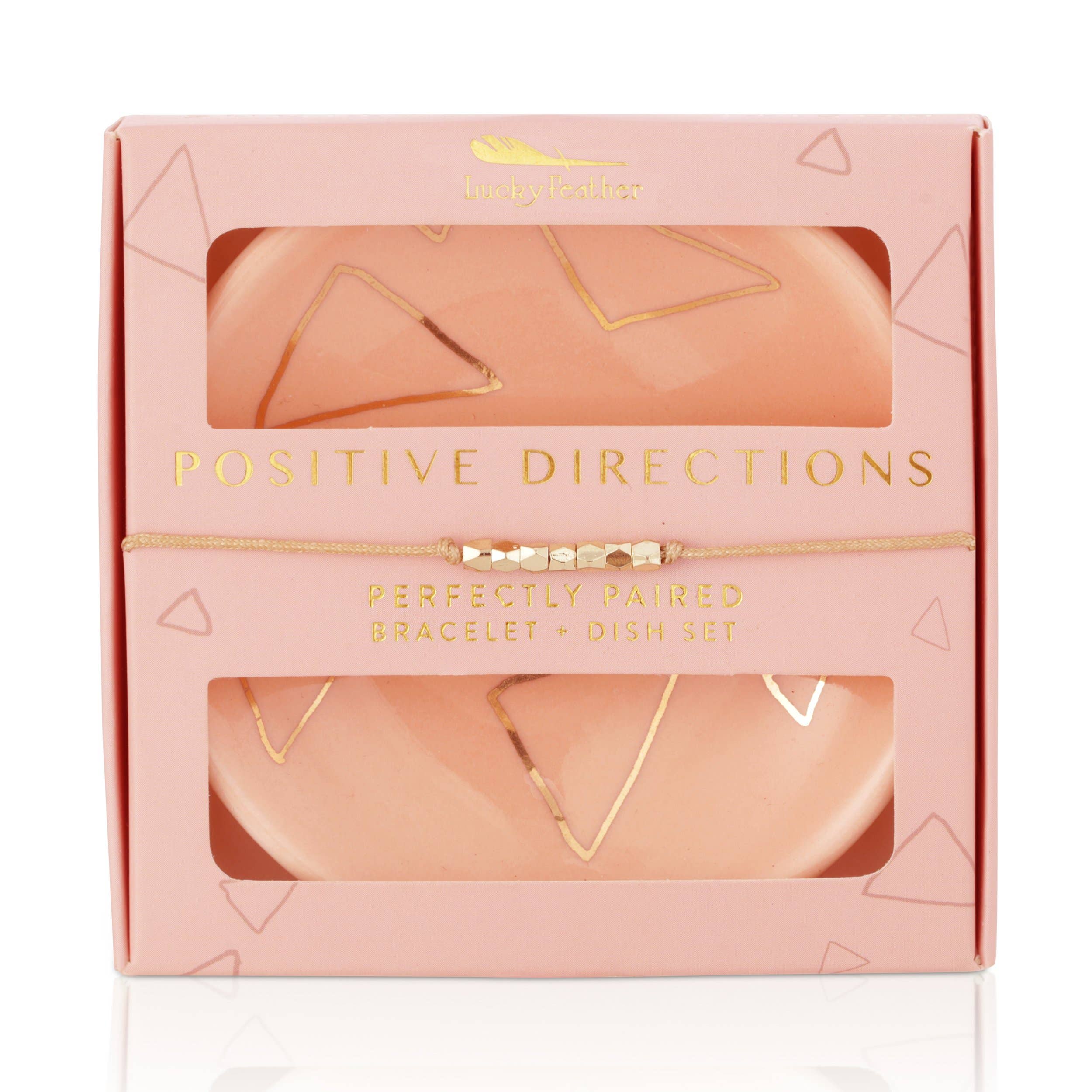 Bracelet + Dish Set - Positive Directions - Rnd dish/Card Box