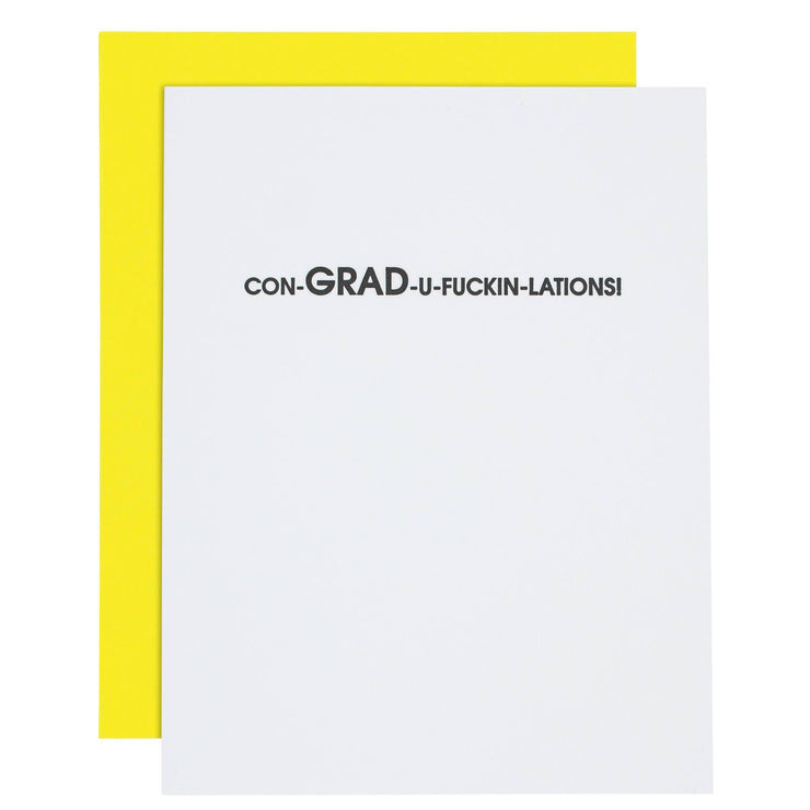 Con-Grad-U-Fuckin-Lations - Graduation Letterpress Card