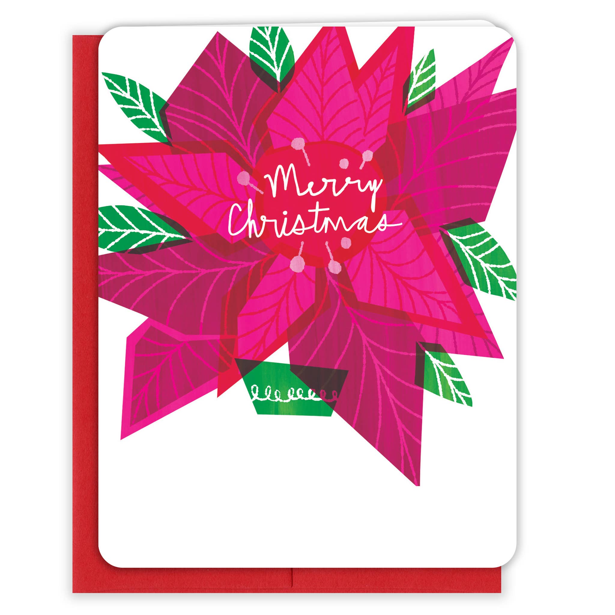 Pink Poinsettia Christmas Card - One Strange Bird
