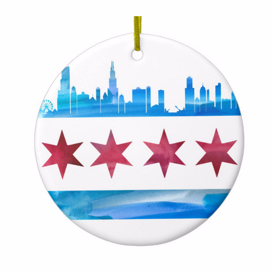 Chicago Flag Skyline Ornament - One Strange Bird