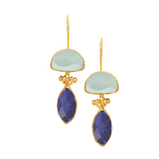 Halfmoon Double Stone Earring - One Strange Bird