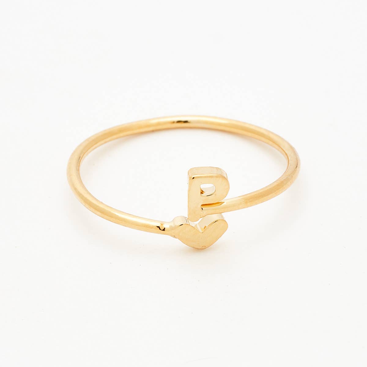 Gold Heart Initial Ring