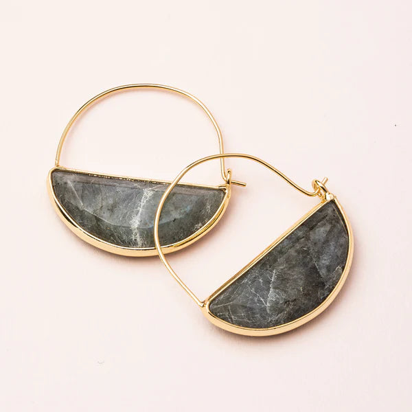 Stone Prism Hoop Earrings