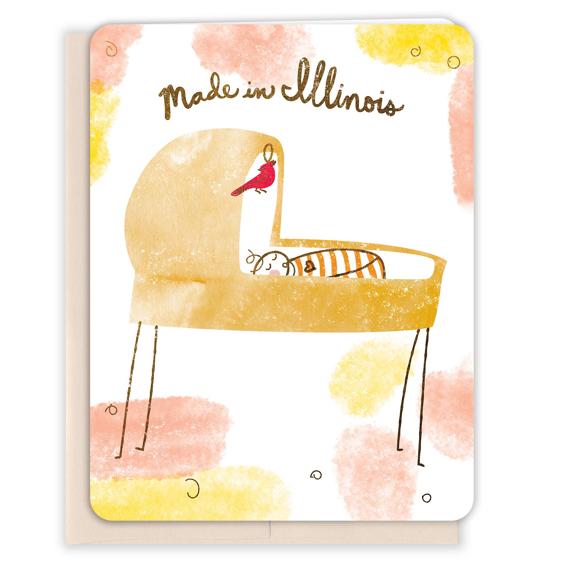 Made in Illinois New Baby Card - One Strange Bird