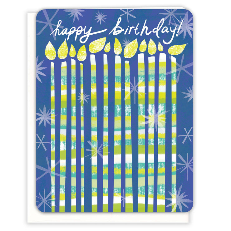 Blue Candles Birthday Card - One Strange Bird