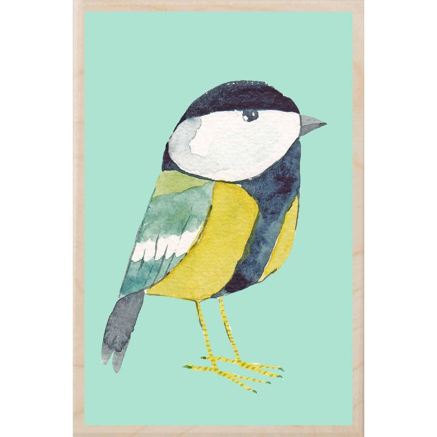 GREAT TIT sustainable wood card, wood magnet