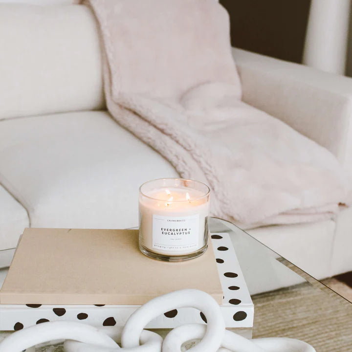 Evergreen and Eucalyptus 3-Wick Clear Glass Tumbler Soy Candle
