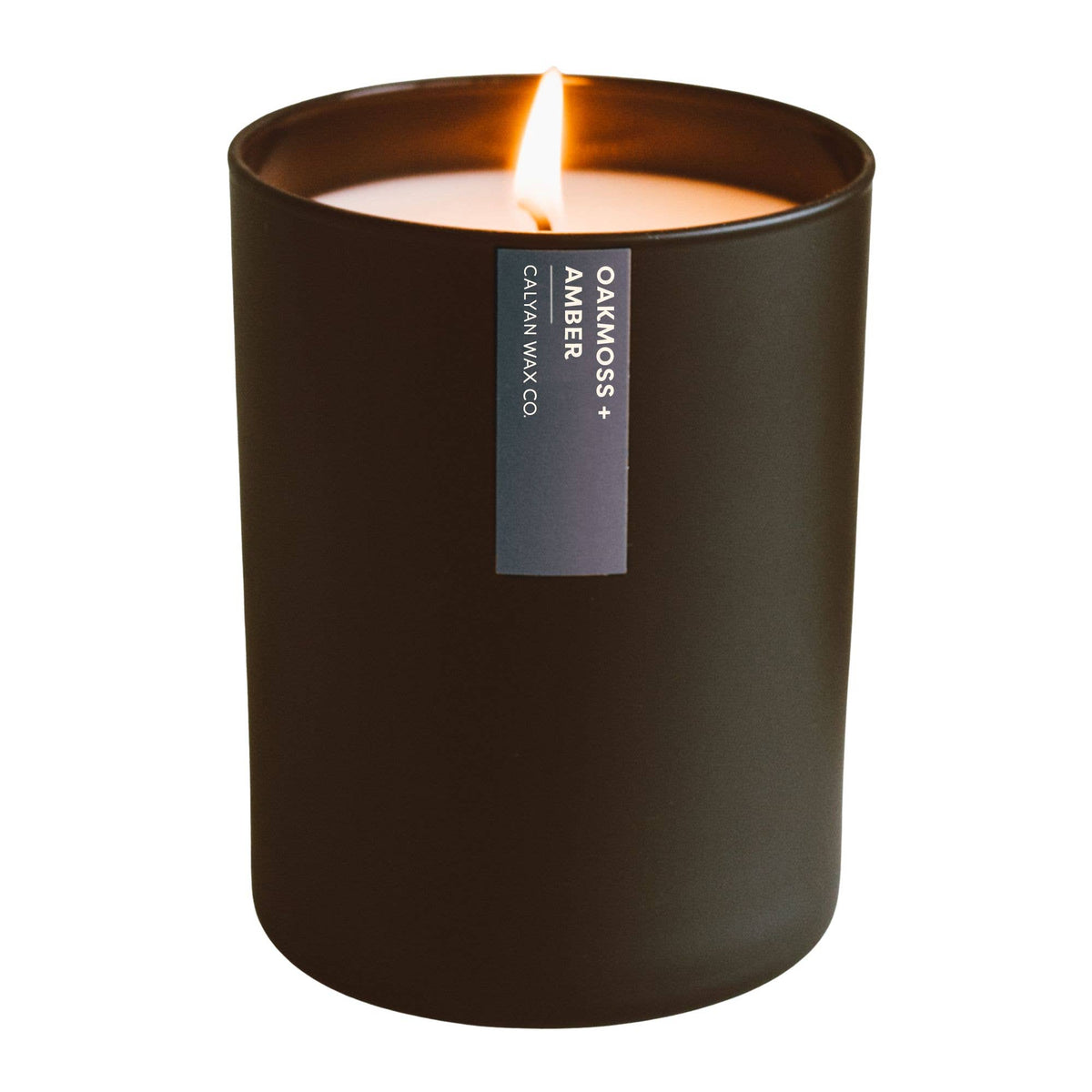 Oakmoss + Amber Matte Black Glass Tumbler Soy Candle