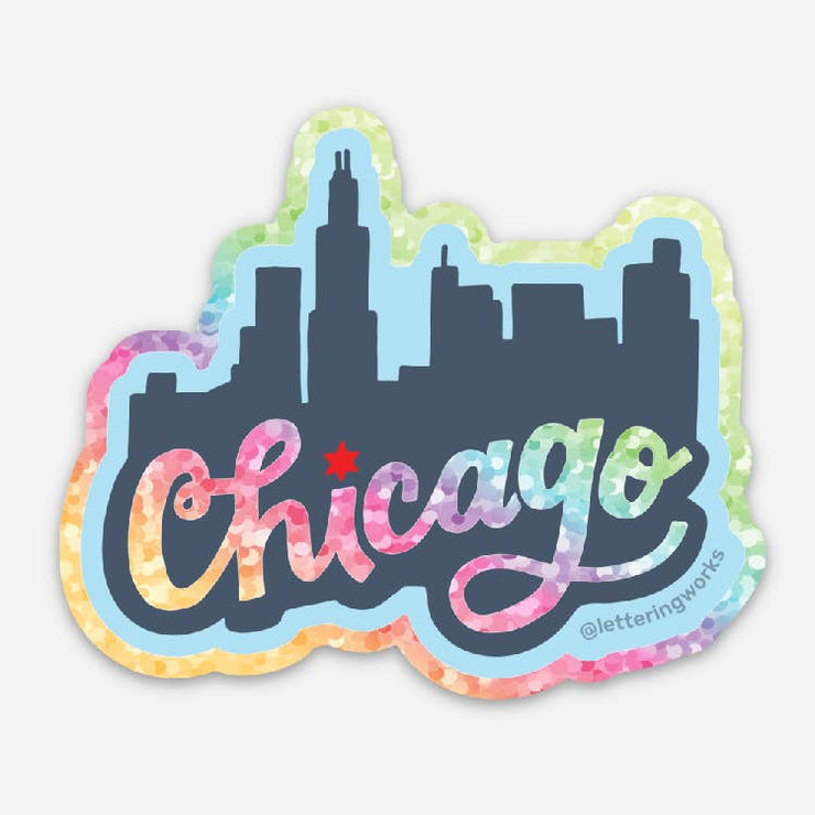 Hand-Drawn Chicago Skyline Sticker (Blue)