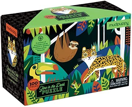Mudpuppy Rainforest Glow-in-The-Dark Puzzle, 100 Pieces, 18”x12” –Perfect for Kids Age 5+ - One Strange Bird