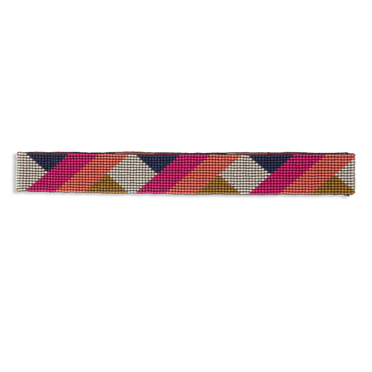 Ryan Angles Beaded Stretch Hatband Bright Hot Pink and Navy