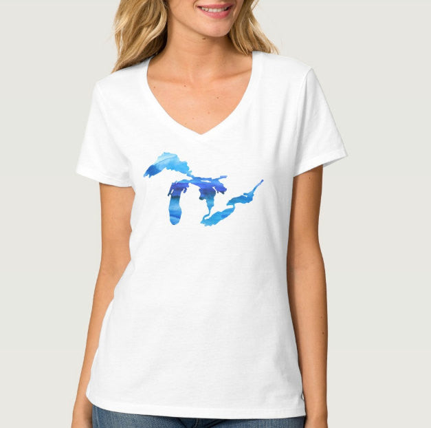 Great Lakes V Neck Shirt - One Strange Bird