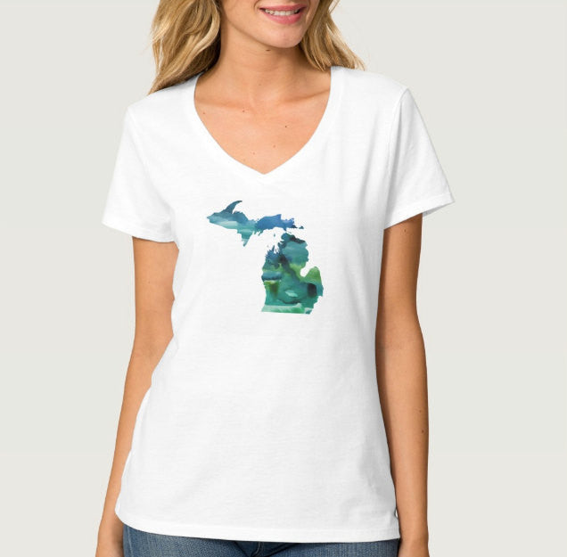 Michigan Mitten V Neck Shirt - One Strange Bird