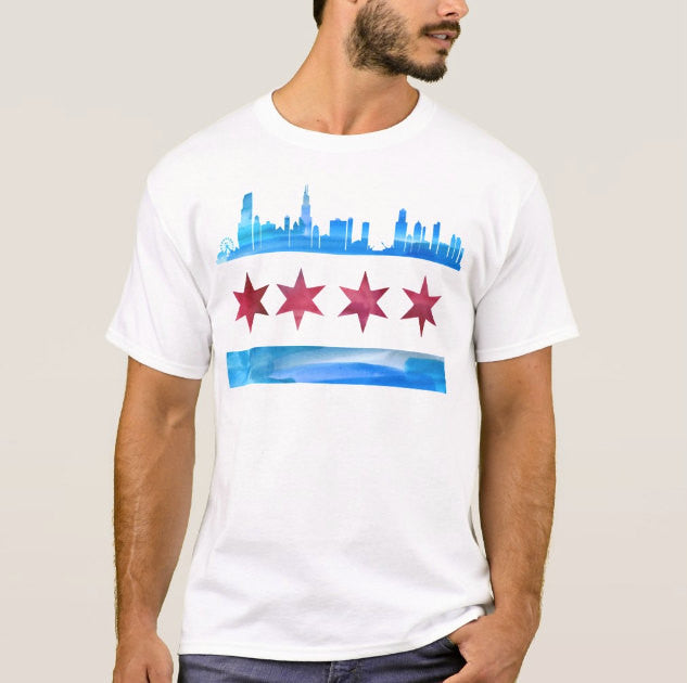 Chicago Flag Sykline Shirt Unisex - One Strange Bird
