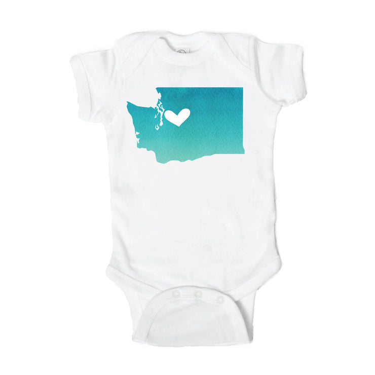 Seattle Heart State Map Baby Onesie - One Strange Bird