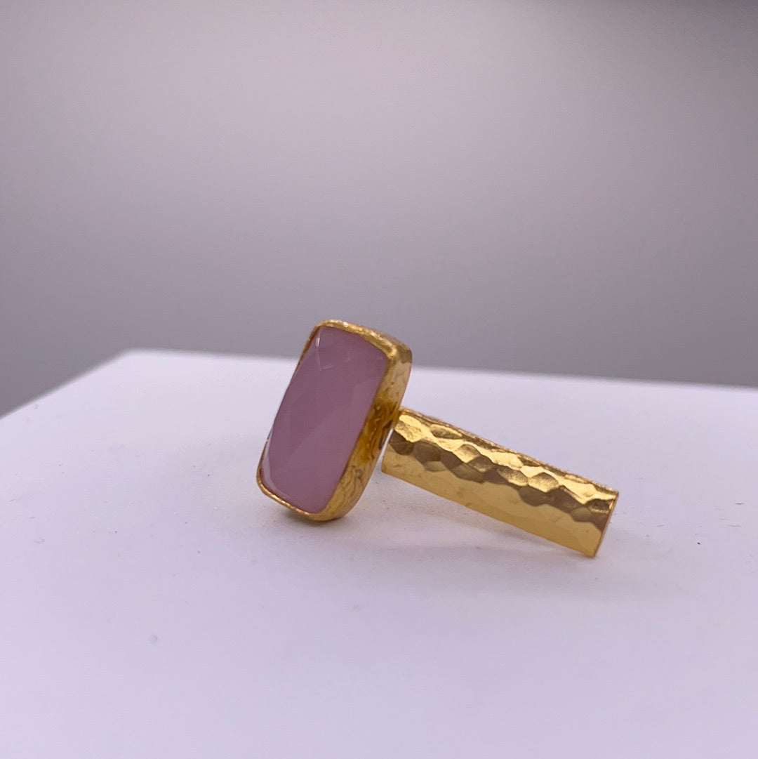 Rectangle and gold bar ring