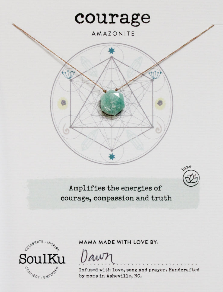 AMAZONITE SACRED GEOMETRY NECKLACE FOR COURAGE