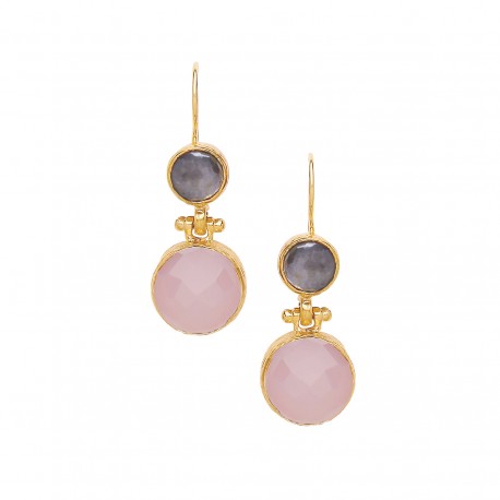 Circle Double Stone Earrings