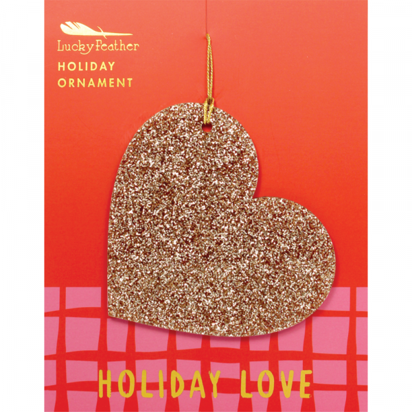 Gold Glitter Ornament - Shape - HEART - One Strange Bird