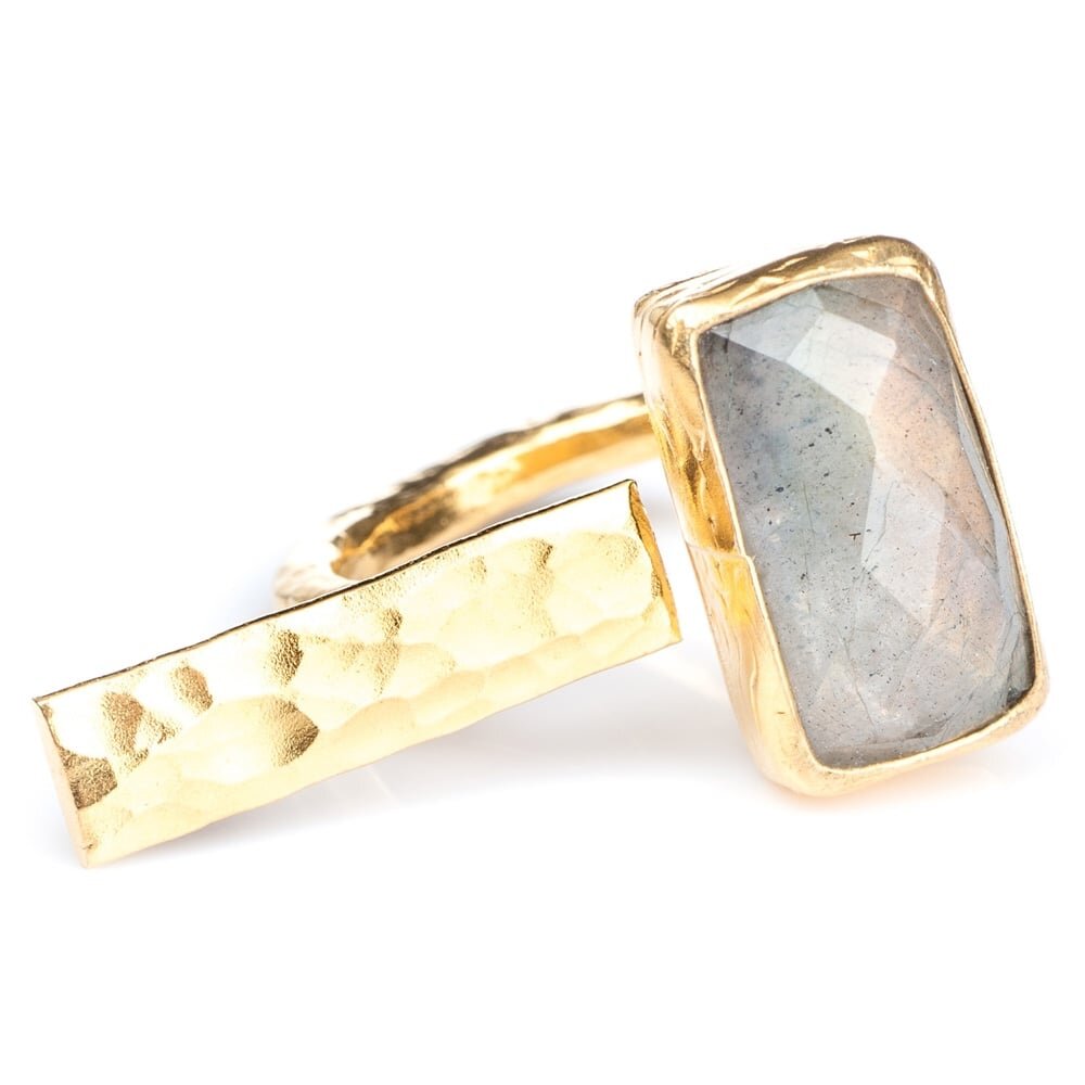 Rectangle and gold bar ring - One Strange Bird