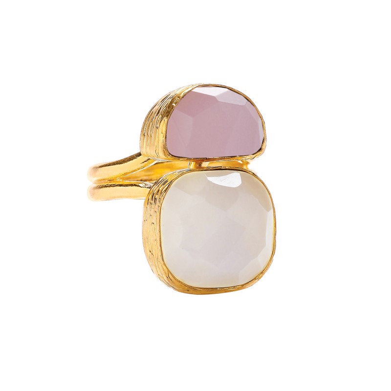 Double Stone Halfmoon Ring