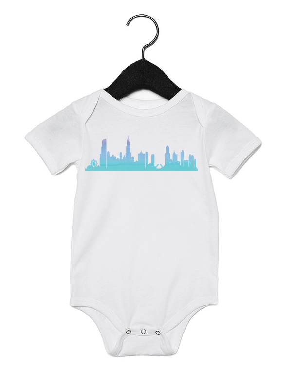 Chicago Watercolor Skyline Onesie