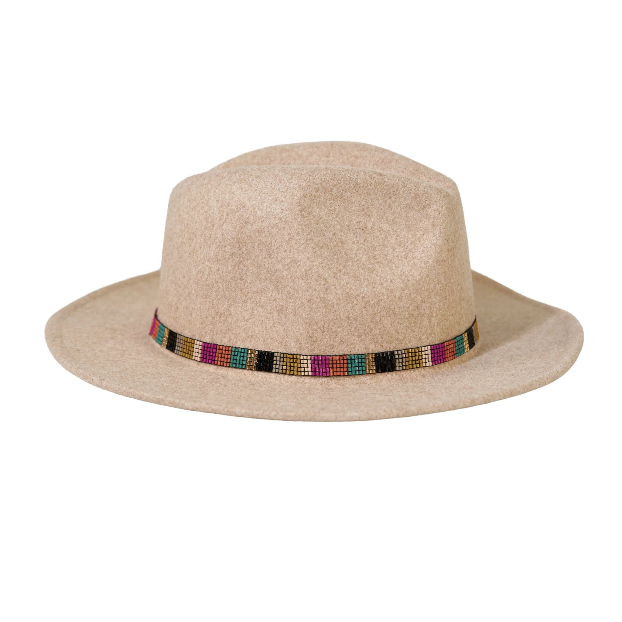 Sarah Color Block Beaded Stretch Hat Band Muted Rainbow