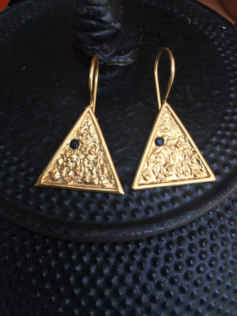 Triangle onyx Earrings - One Strange Bird