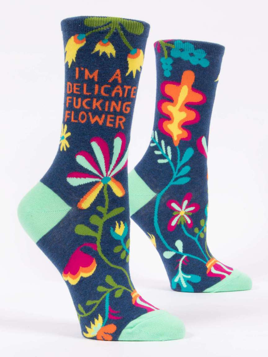 I'm A Delicate F*cking Flower W-Crew Socks - One Strange Bird