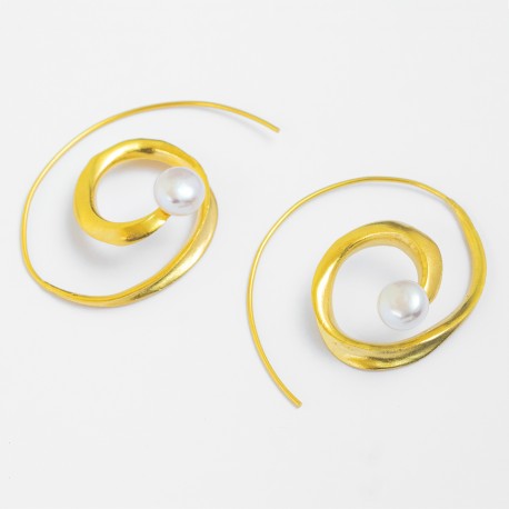 Pearl Whirlpool Threader Earrings - One Strange Bird